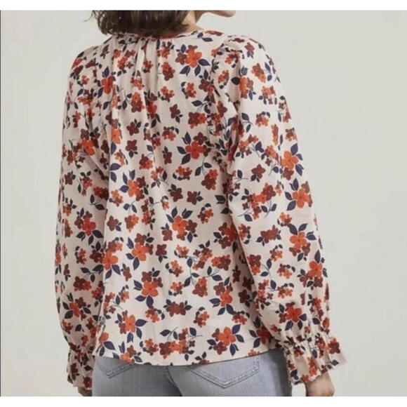Elizabeth and James Floral Print Bohemian Blouse 100% Cotton Large - Picture 5 of 15